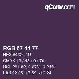 カラーコード: RGB 67 44 77 | qconv.com