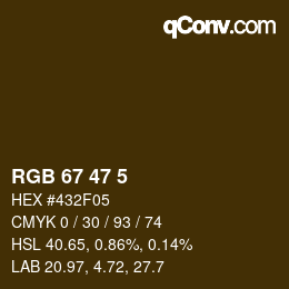 Código de color: RGB 67 47 5 | qconv.com