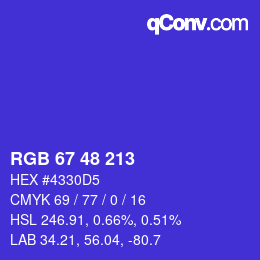 Color code: RGB 67 48 213 | qconv.com
