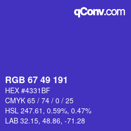 Color code: RGB 67 49 191 | qconv.com