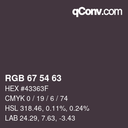 カラーコード: RGB 67 54 63 | qconv.com