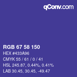 カラーコード: RGB 67 58 150 | qconv.com