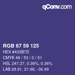 Color code: RGB 67 59 125 | qconv.com