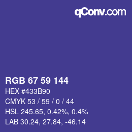 Farbcode: RGB 67 59 144 | qconv.com