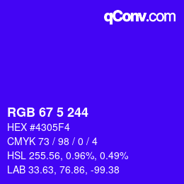 Color code: RGB 67 5 244 | qconv.com