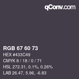 Farbcode: RGB 67 60 73 | qconv.com