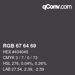 Código de color: RGB 67 64 69 | qconv.com