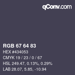 Código de color: RGB 67 64 83 | qconv.com