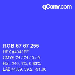 Color code: RGB 67 67 255 | qconv.com