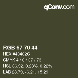 カラーコード: RGB 67 70 44 | qconv.com