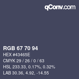Color code: RGB 67 70 94 | qconv.com