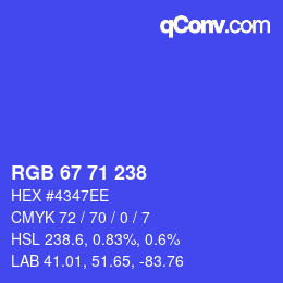 カラーコード: RGB 67 71 238 | qconv.com