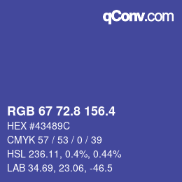 カラーコード: RGB 67 72.8 156.4 | qconv.com