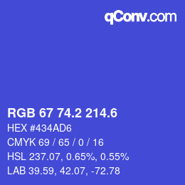 カラーコード: RGB 67 74.2 214.6 | qconv.com
