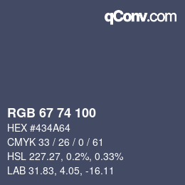 カラーコード: RGB 67 74 100 | qconv.com