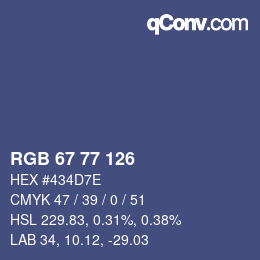 Color code: RGB 67 77 126 | qconv.com