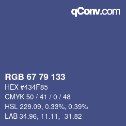 Color code: RGB 67 79 133 | qconv.com