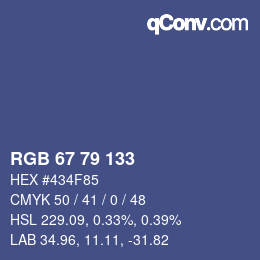 Código de color: RGB 67 79 133 | qconv.com