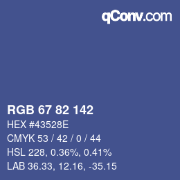 Color code: RGB 67 82 142 | qconv.com