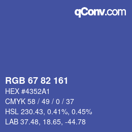 Color code: RGB 67 82 161 | qconv.com