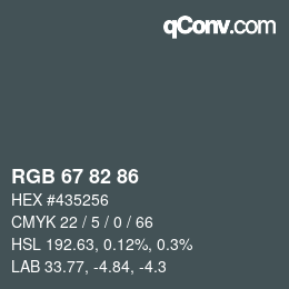 Farbcode: RGB 67 82 86 | qconv.com