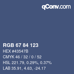 Código de color: RGB 67 84 123 | qconv.com