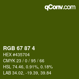 Color code: RGB 67 87 4 | qconv.com