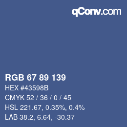 颜色代码: RGB 67 89 139 | qconv.com