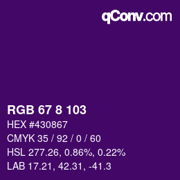 Color code: RGB 67 8 103 | qconv.com