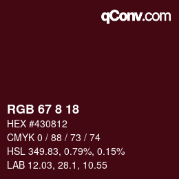 カラーコード: RGB 67 8 18 | qconv.com