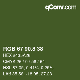 カラーコード: RGB 67 90.8 38 | qconv.com