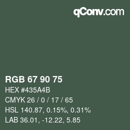 カラーコード: RGB 67 90 75 | qconv.com