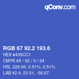 カラーコード: RGB 67 92.2 193.6 | qconv.com