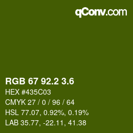 カラーコード: RGB 67 92.2 3.6 | qconv.com