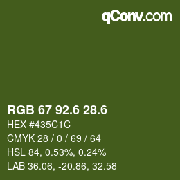 カラーコード: RGB 67 92.6 28.6 | qconv.com