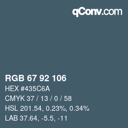 颜色代码: RGB 67 92 106 | qconv.com
