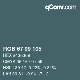 カラーコード: RGB 67 99 105 | qconv.com