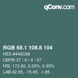 カラーコード: RGB 68.1 108.8 104 | qconv.com