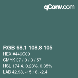 Color code: RGB 68.1 108.8 105 | qconv.com