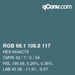 Color code: RGB 68.1 108.8 117 | qconv.com