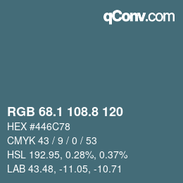 カラーコード: RGB 68.1 108.8 120 | qconv.com
