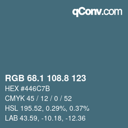 カラーコード: RGB 68.1 108.8 123 | qconv.com