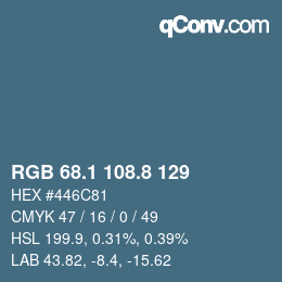 カラーコード: RGB 68.1 108.8 129 | qconv.com