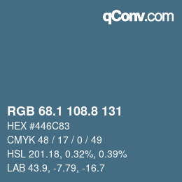 Color code: RGB 68.1 108.8 131 | qconv.com