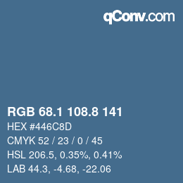 カラーコード: RGB 68.1 108.8 141 | qconv.com