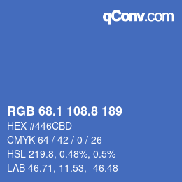 カラーコード: RGB 68.1 108.8 189 | qconv.com