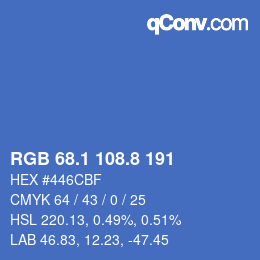 カラーコード: RGB 68.1 108.8 191 | qconv.com