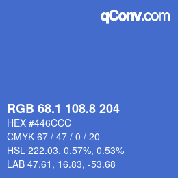カラーコード: RGB 68.1 108.8 204 | qconv.com
