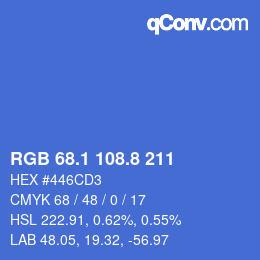 カラーコード: RGB 68.1 108.8 211 | qconv.com