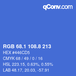 カラーコード: RGB 68.1 108.8 213 | qconv.com